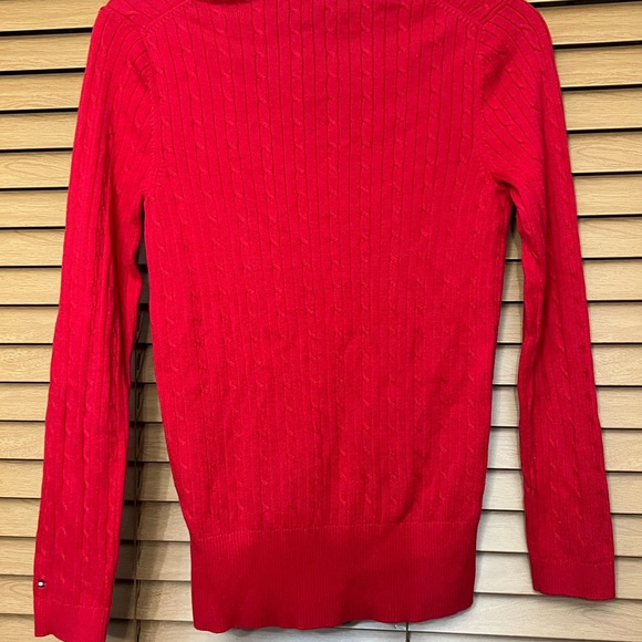 Tommy Hilfiger V-Neck Sweater ladies size large color Red - Picture 3 of 9